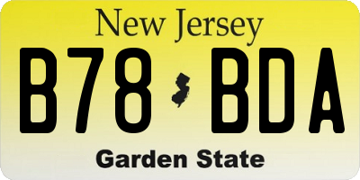 NJ license plate B78BDA