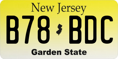 NJ license plate B78BDC
