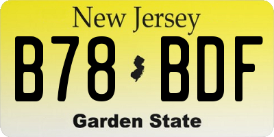 NJ license plate B78BDF