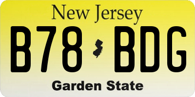 NJ license plate B78BDG