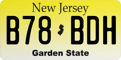 NJ license plate B78BDH
