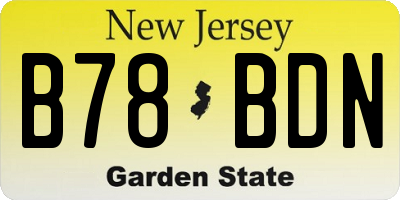 NJ license plate B78BDN