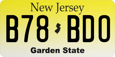 NJ license plate B78BDO