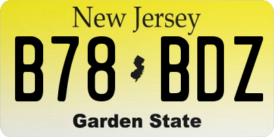 NJ license plate B78BDZ