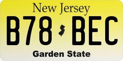 NJ license plate B78BEC