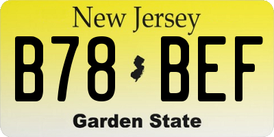 NJ license plate B78BEF