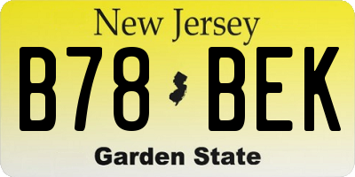 NJ license plate B78BEK