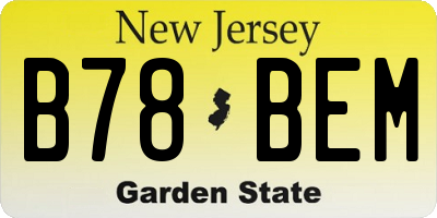 NJ license plate B78BEM