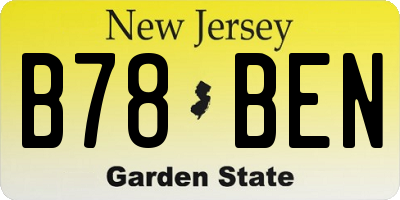 NJ license plate B78BEN