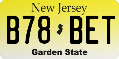 NJ license plate B78BET