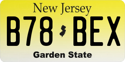 NJ license plate B78BEX