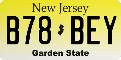 NJ license plate B78BEY