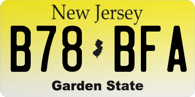 NJ license plate B78BFA