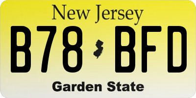 NJ license plate B78BFD