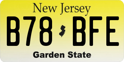 NJ license plate B78BFE