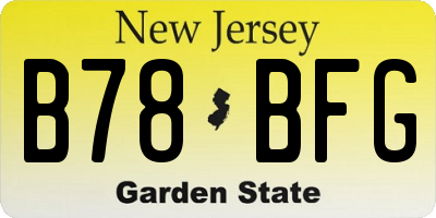 NJ license plate B78BFG