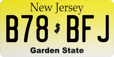 NJ license plate B78BFJ