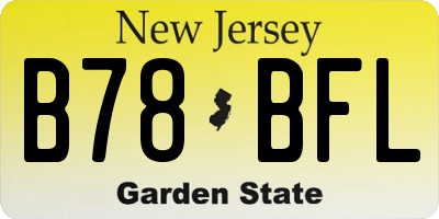 NJ license plate B78BFL