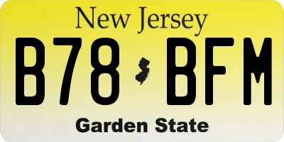 NJ license plate B78BFM