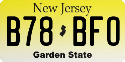 NJ license plate B78BFO