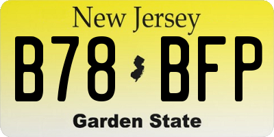 NJ license plate B78BFP
