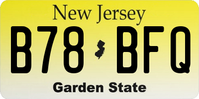 NJ license plate B78BFQ
