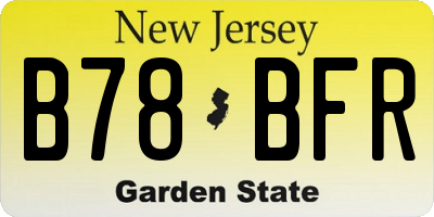 NJ license plate B78BFR