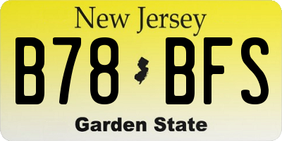 NJ license plate B78BFS