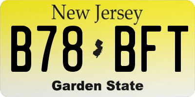 NJ license plate B78BFT