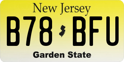 NJ license plate B78BFU