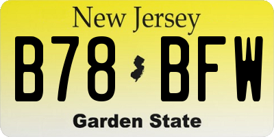 NJ license plate B78BFW