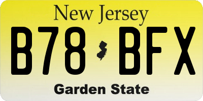 NJ license plate B78BFX
