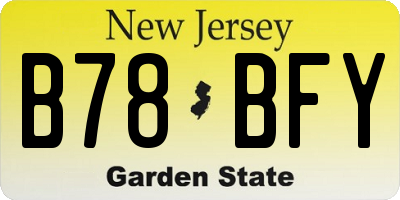 NJ license plate B78BFY