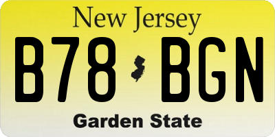 NJ license plate B78BGN