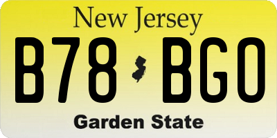 NJ license plate B78BGO