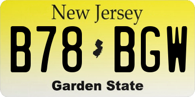 NJ license plate B78BGW