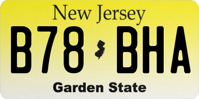 NJ license plate B78BHA
