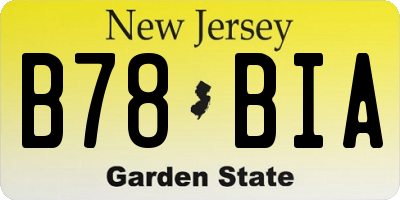 NJ license plate B78BIA