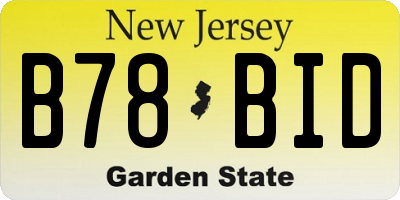 NJ license plate B78BID