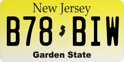 NJ license plate B78BIW