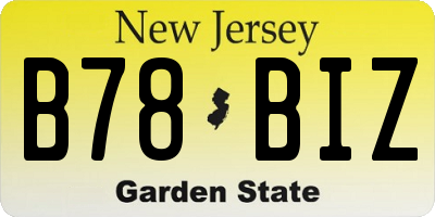 NJ license plate B78BIZ