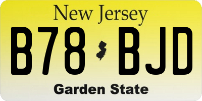 NJ license plate B78BJD
