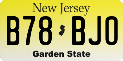 NJ license plate B78BJO