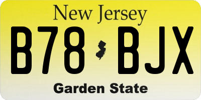 NJ license plate B78BJX