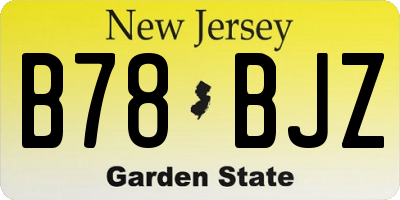 NJ license plate B78BJZ