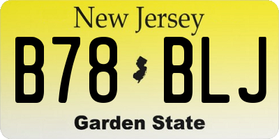 NJ license plate B78BLJ