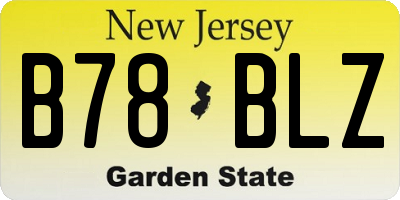 NJ license plate B78BLZ