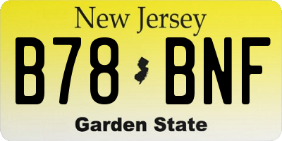 NJ license plate B78BNF