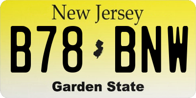 NJ license plate B78BNW