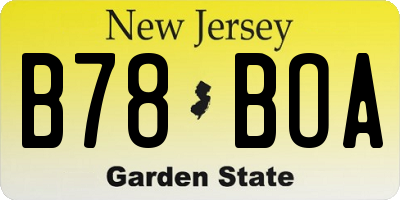 NJ license plate B78BOA